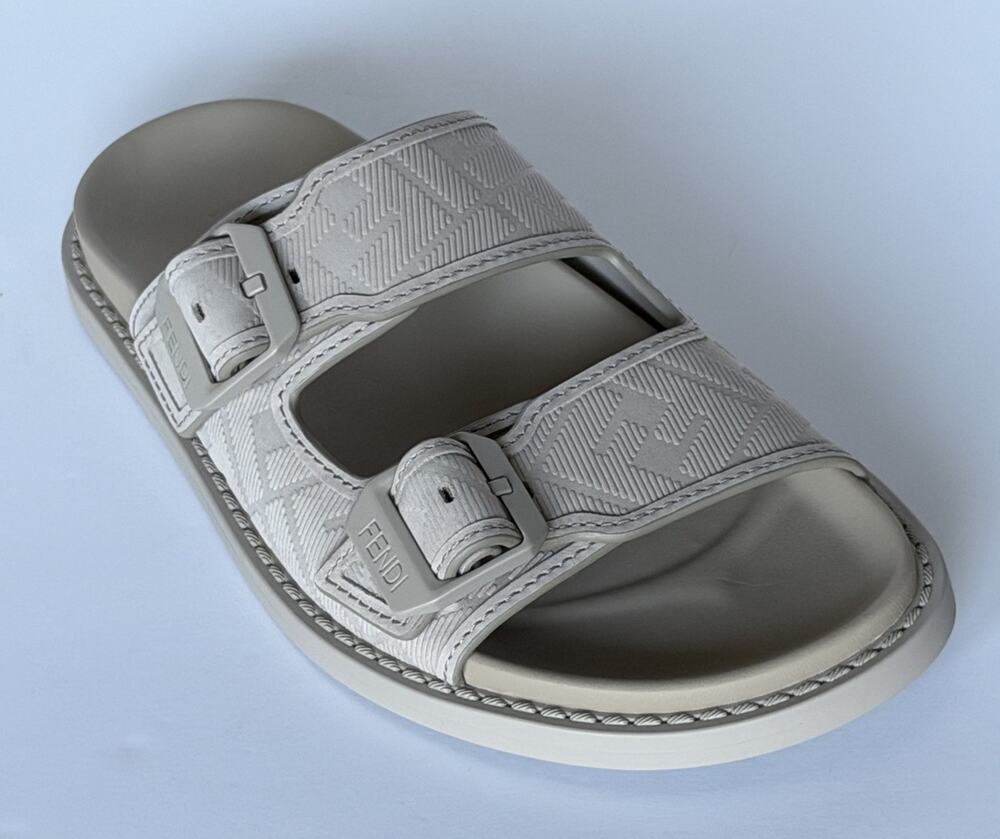 Fendi Men's FF Feel Slide Sandals Beige 8 US/7 UK IT 7X1604 NIB $1050